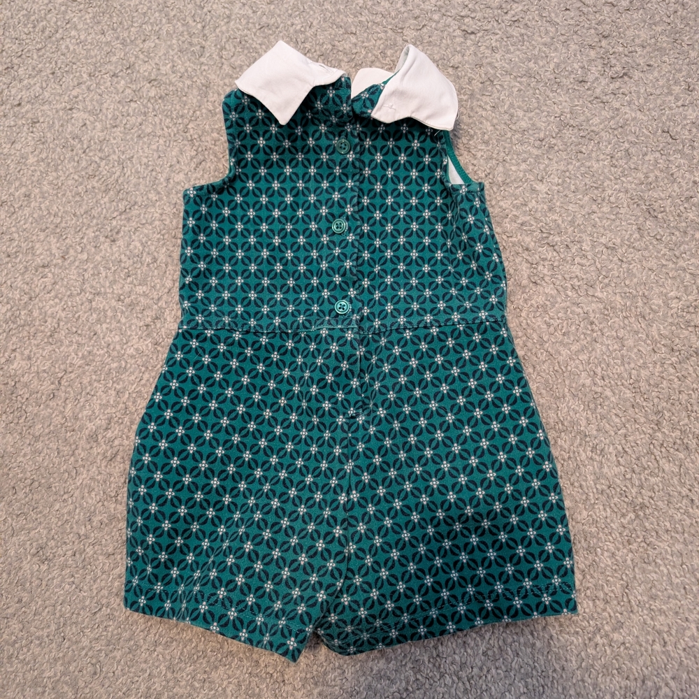 3 For $24 Janie and Jack Green Patterned Romper with White Accents - Picture 5 of 6